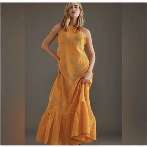 Nwot Anthropologie The Malika Crochet Dress Size Small Orange Long Coverup!